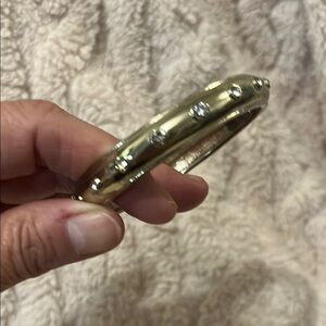 Sequin Gold Bangle Bracelet with Rhinestones